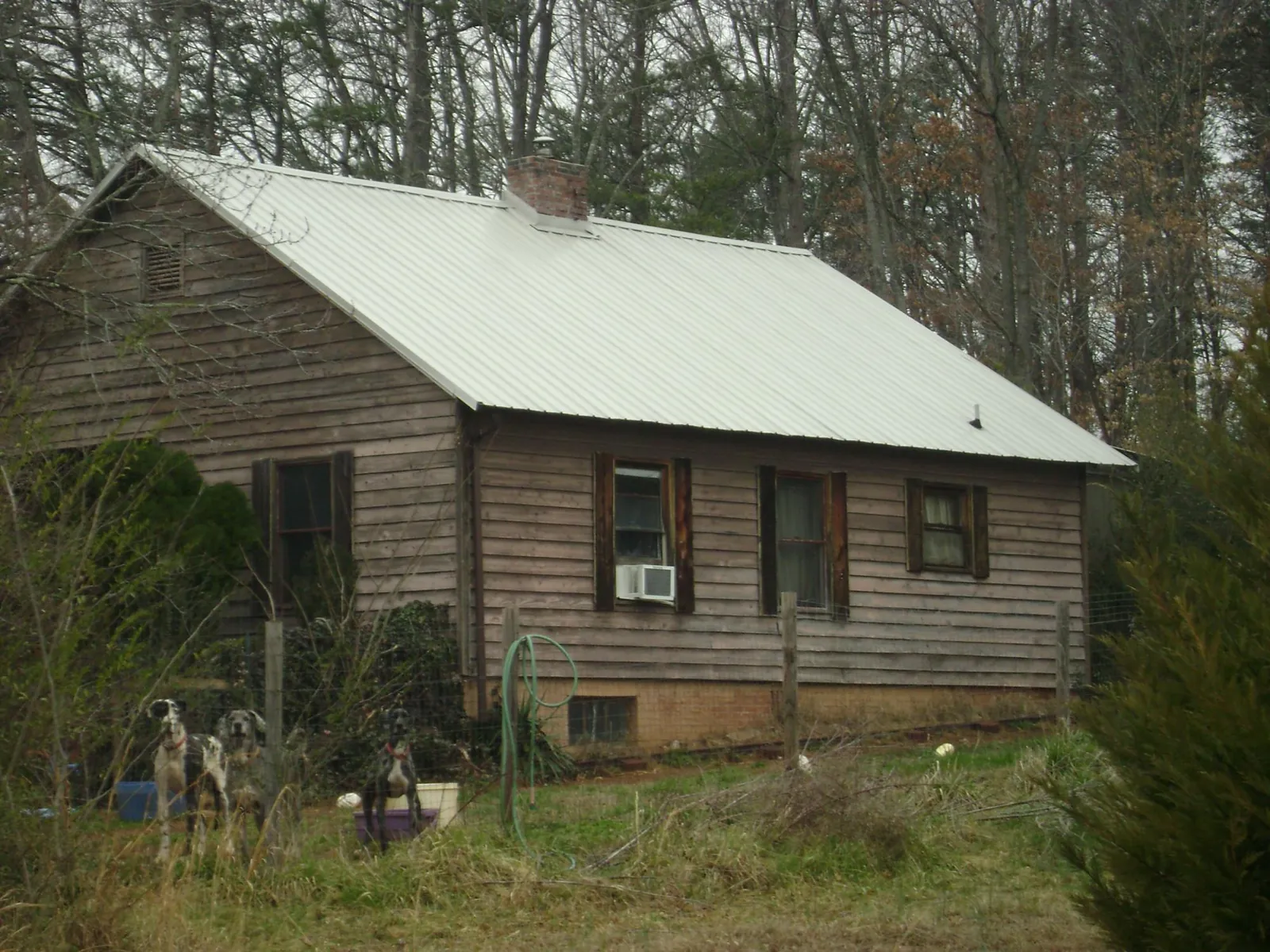 White metal roof on an old wood sided farmhouse, from a Asphalt Shingle Roof Repair job in Fort Gaines